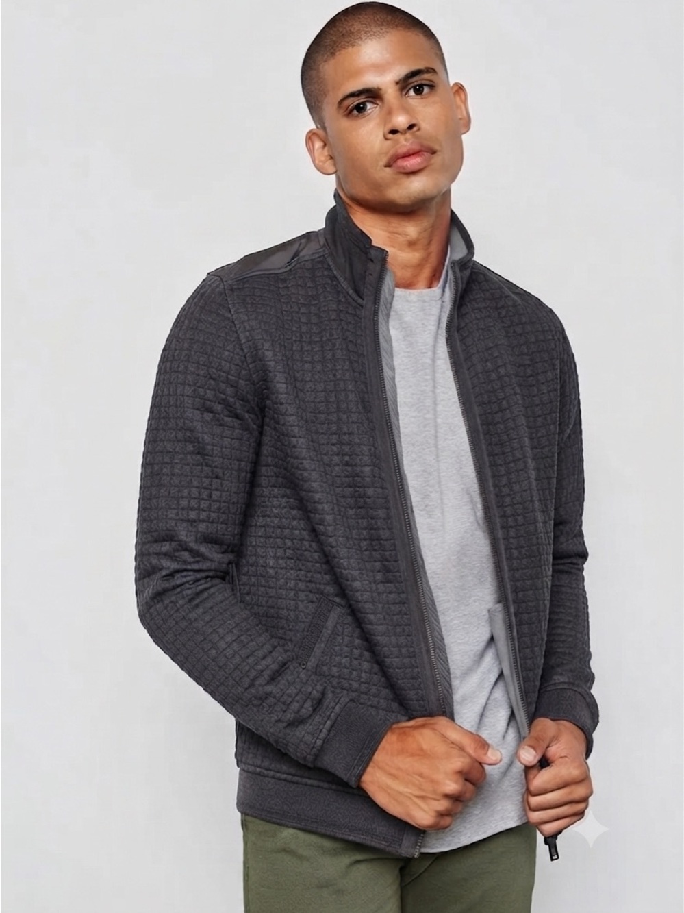 Ted Baker Sz 2XL Quilted Grey Men Bomber Jacket